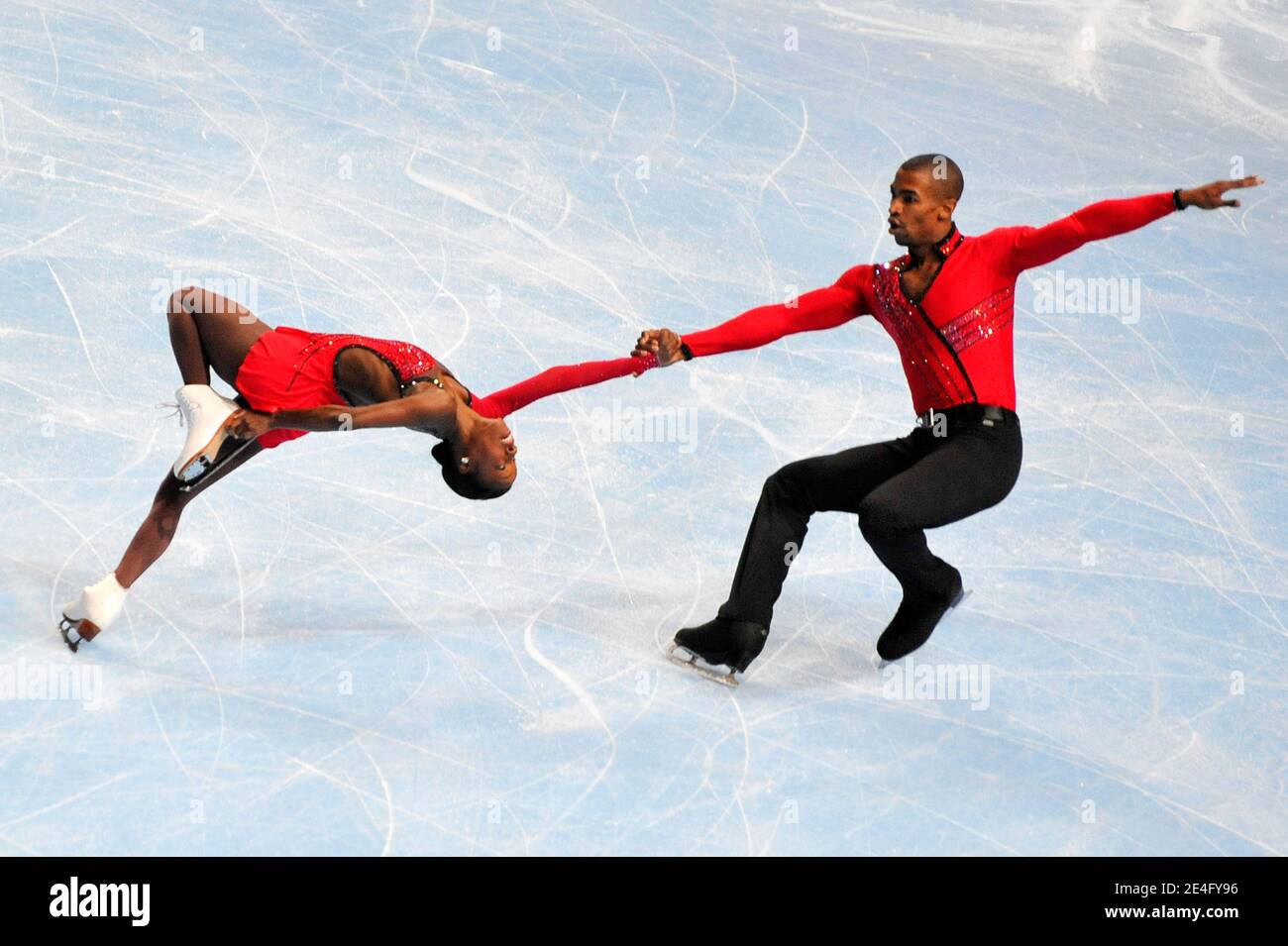 Vanessa James and Yannick Bonheur of France perform during the pairs