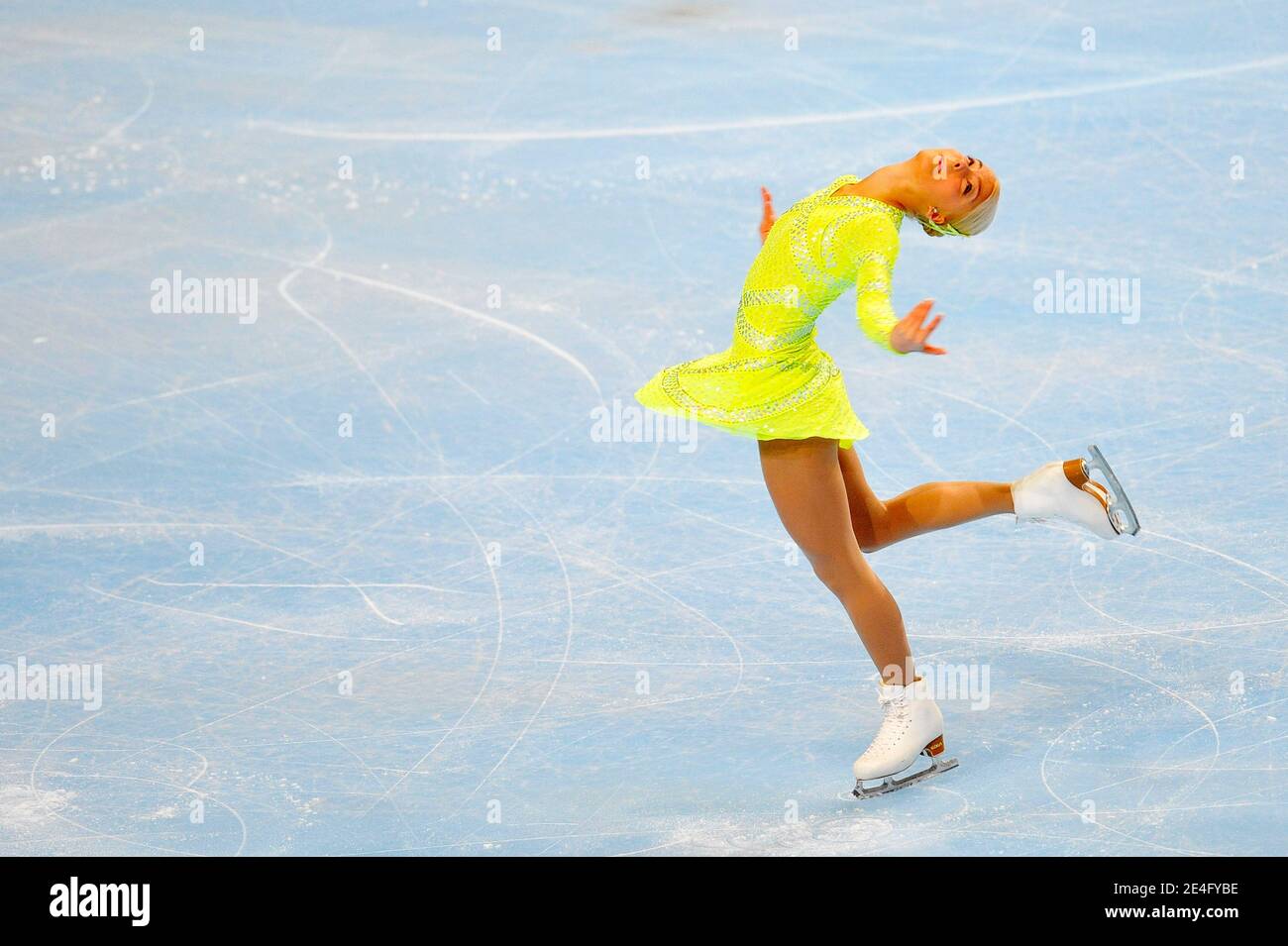 Kiira Korpi of Finland performs during the ladies short program ice skating event of the Eric Bompard Figure Skating trophy on 0ctober 16, 2009 at the Palais-Omnisports de Paris-Bercy, in Paris. Photo by Stephane Reix/ABACAPRESS.COM Stock Photo