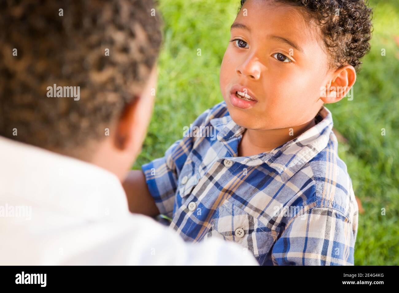 Happy African American Father and Mixed Race Son Playing At The Park ...