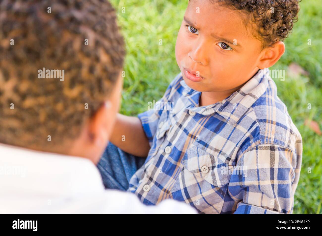 Happy African American Father and Mixed Race Son Playing At The Park ...