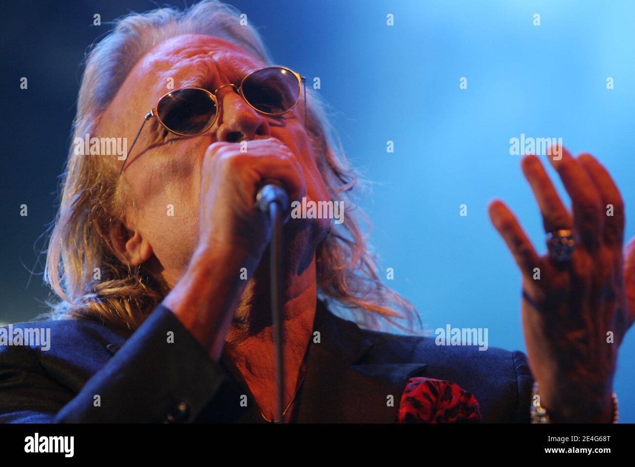 Christophe Singer French singer Christophe performs live during 'La Fiesta Des Suds' in ...
