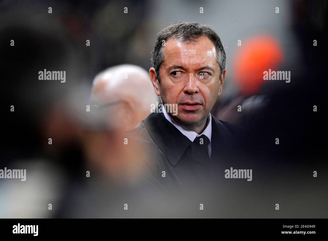 PSG's new president Robin Leproux during the French first League soccer match, FC Sochaux vs Paris Saint Germain in Sochaux,France on November 1st, 2009. PSG wins 4-1. Photo by Guillaume Ramon/Camelon/ABACAPRESS.COM Stock Photo