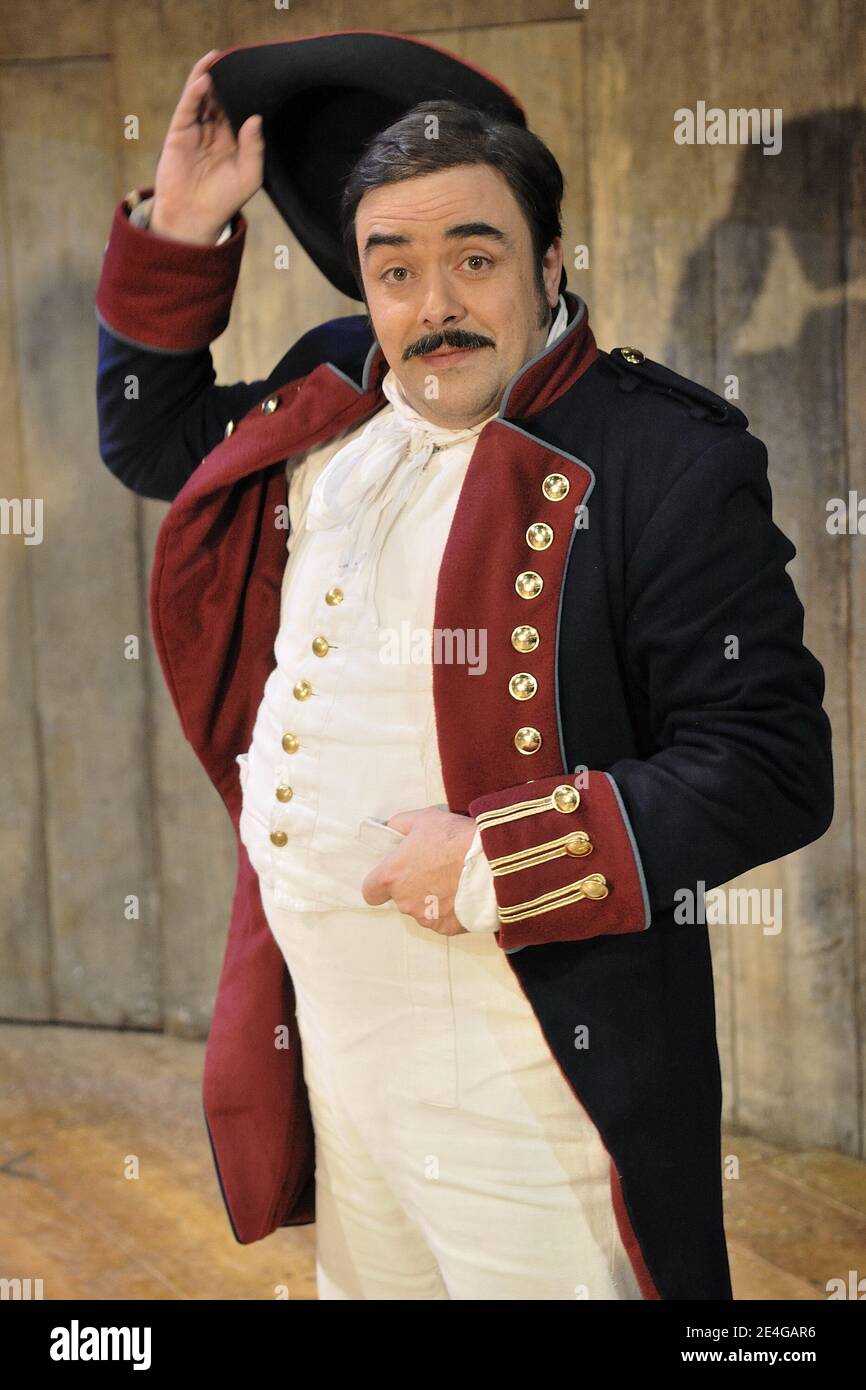 Benoit de Gaulejac ( Sergent Garcia) performing during a presentation of 'Zorro the musical', at the Folies Bergere theatre in Paris, France on November 4, 2009. Photo by Nicolas Genin/ABACAPRESS.COM Stock Photo