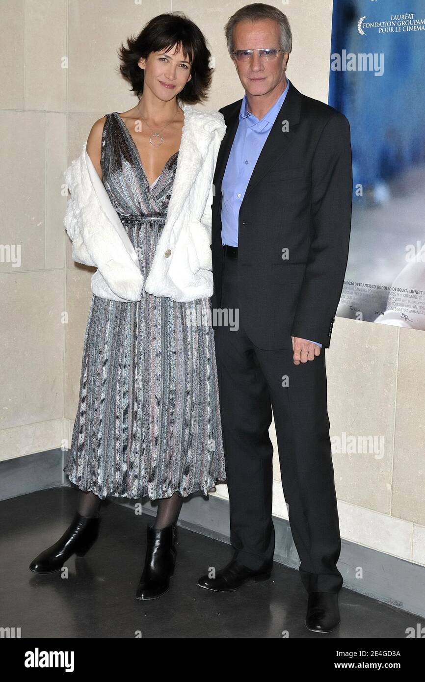 Actress Sophie Marceau and actor Christophe Lambert pose prior to the premiere of their film 'L'Homme De Chevet', held at the cinematheque, Paris, France, on November 9, 2009. Photo by Nicolas Genin/ABACAPRESS.COM Stock Photo