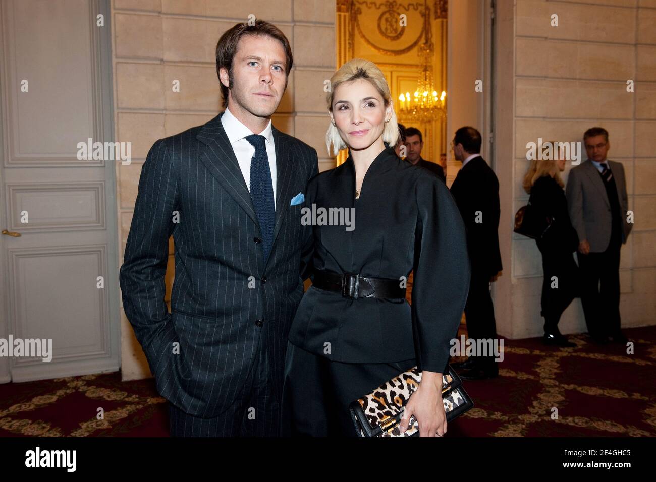 French actress and Princess Clotilde Courau with her husband Prince Emmanuel Filiberto of Savoy during the reception at the Elysee Palace in Paris in Paris, France on November 13 , 2009. Photo by David Niviere/Pool/ABACAPRESS.COM Stock Photo