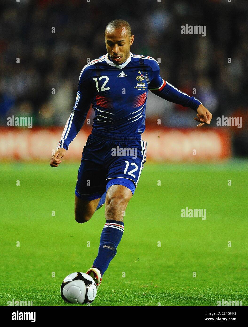 France's Thierry Henry in action during the World Cup 2010 Qualifying Play off soccer match, Ireland vs France at Croke Park stadium in Dublin, Ireland on November 14, 2009. France won 1-0. Photo by Steeve McMay/ABACAPRESS.COM Stock Photo