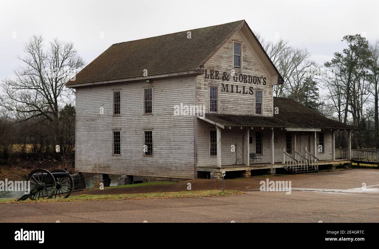 Lee & Gordon's Mills is one of the oldest gristmills in Georgia and is on the National Register of Historical places. Stock Photo