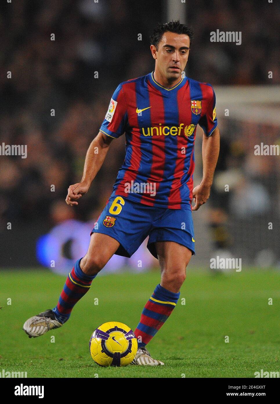 Barcelona's Xavi in action during the Spanish First League Soccer