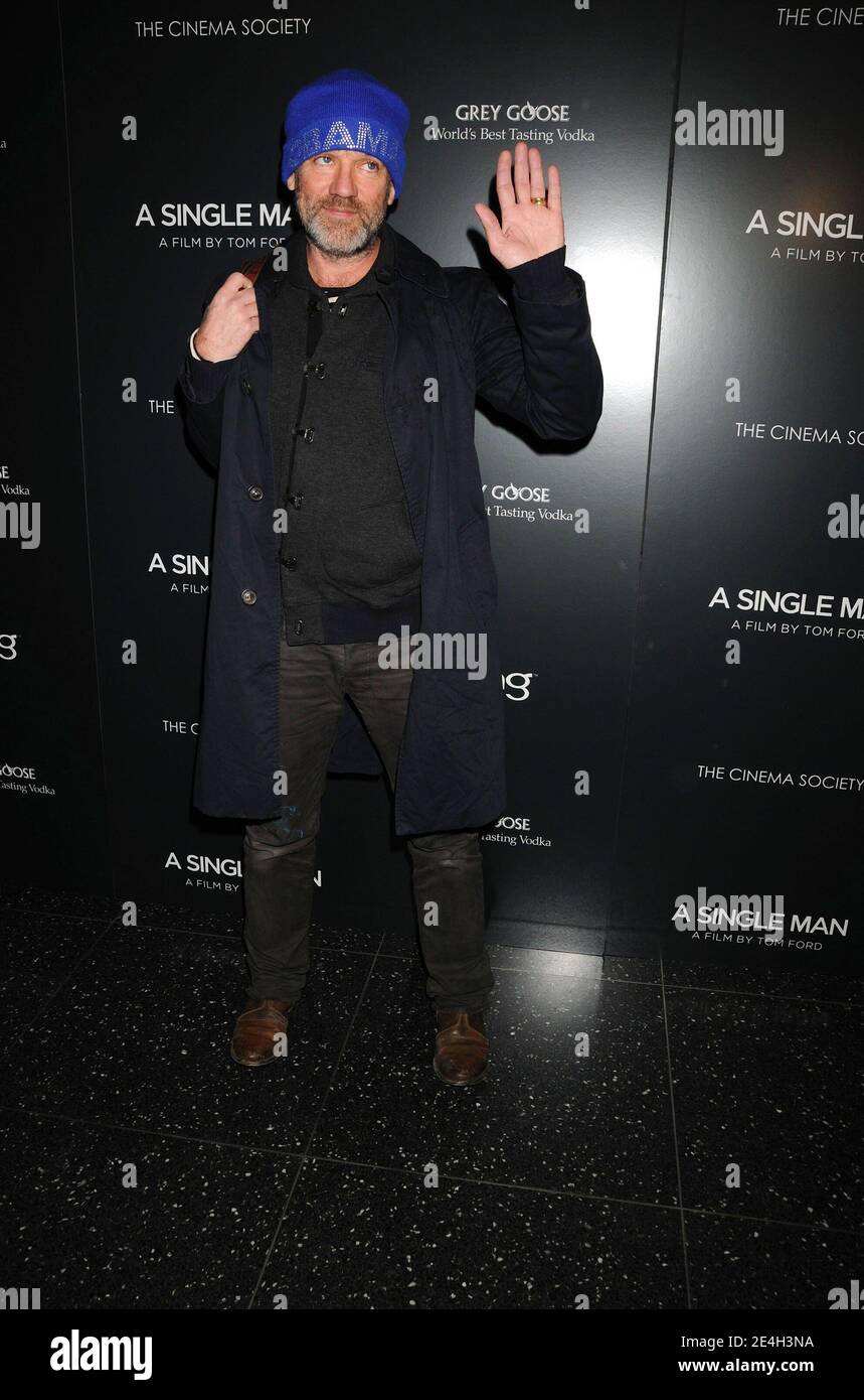 Michael Stipe arriving at a special screening of 'A Single Man' hosted by The Cinema Society and Bing, held at MOMA in New York City, NY, USA on December 6, 2009. The film stars Colin Firth and Julianne Moore and is directed by Tom Ford. Photo by David Miller/ABACAPRESS.COM Stock Photo