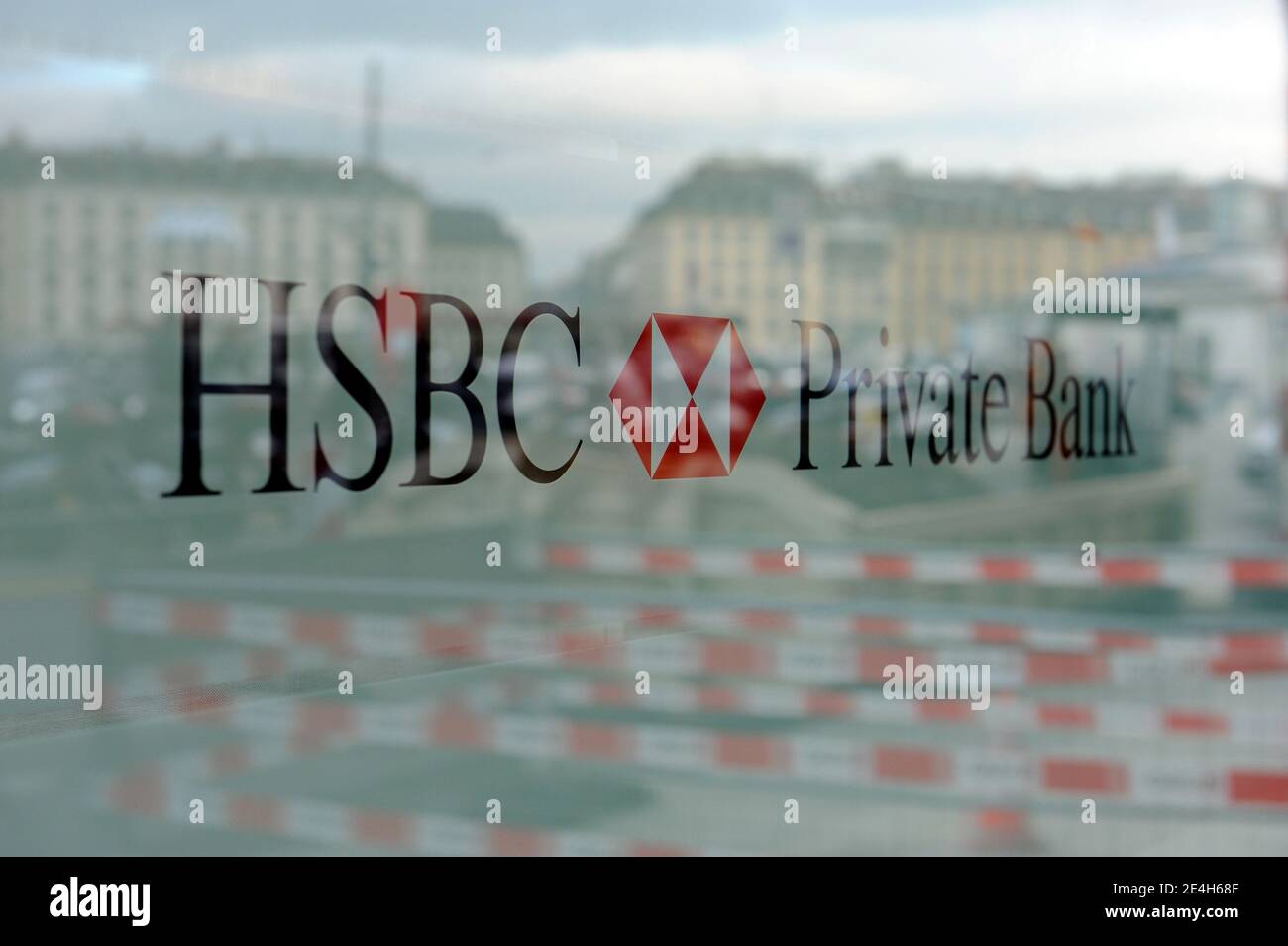 The branch of HSBC Private Bank (Suisse) SA is seen in the center of