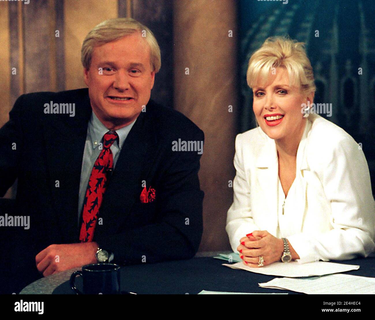 Washington, DC - June 15,1998 -- Gennifer Flowers is interviewed on the CNBC program 'Hardball with Chris Matthews'. (RESTRICTION: NO New York or New Jersey Newspapers or newspapers within a 75 mile radius of New York City) Photo by Ron Sachs/CNP/ABACAPRESS.COM Stock Photo