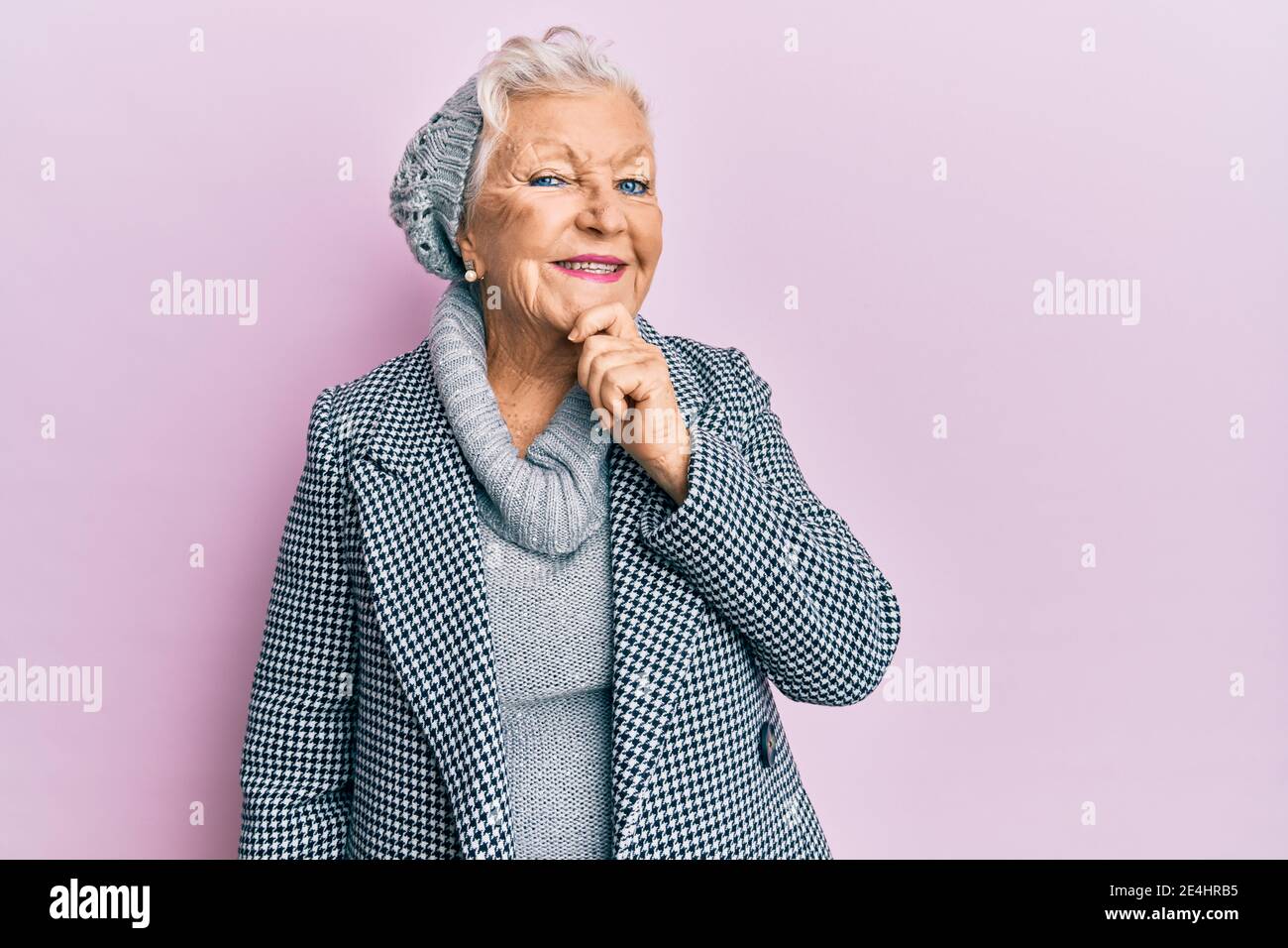 Woman wool jacket senior hi-res stock photography and images - Alamy