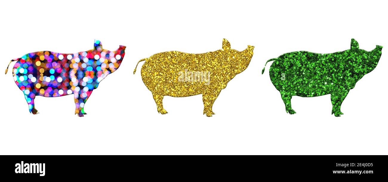 Pig Vector Different Color An illustration of a pig in three different colors and patterns on a ...