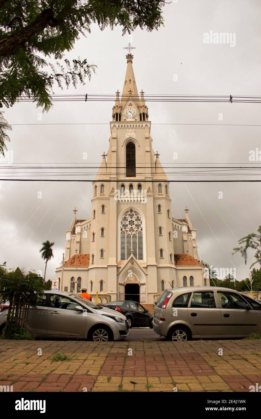 Jau / Sao Paulo / Brazil - 02 21 2020: Mother Church of Our Lady of Patronage (Nossa Senhora do Patrocínio) Stock Photo