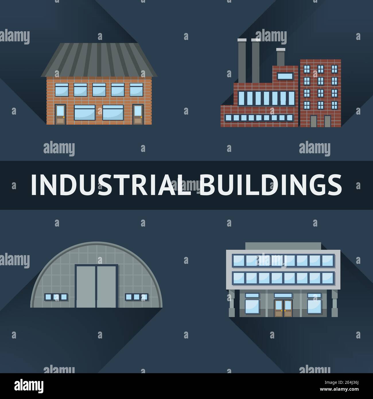 Industrial and business building icons set vector illustration Stock ...