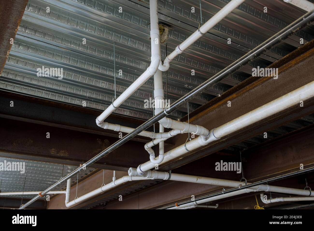 Pvc pipe drain system rough completed in big apartment complex fitting