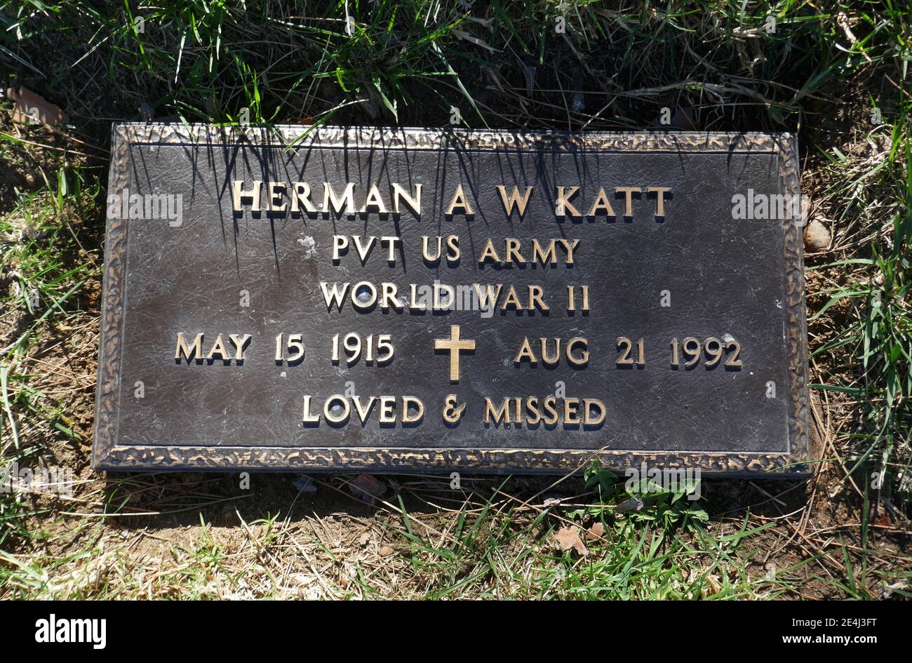 Los Angeles, California, USA 21st January 2021 A general view of atmosphere of actor Bill Williams Grave, aka William Herman Katt at Forest Lawn Memorial Park Hollywood Hills on January 21, 2021 in Los Angeles, California, USA. Photo by Barry King/Alamy Stock Photo Stock Photo
