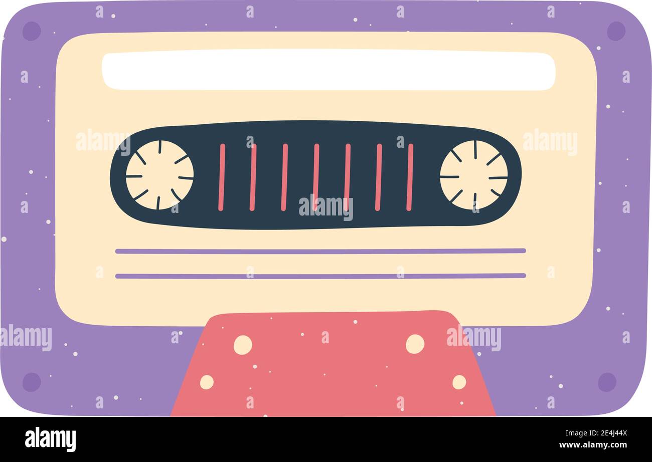 vintage cassette music record icon in cartoon style vector illustration ...