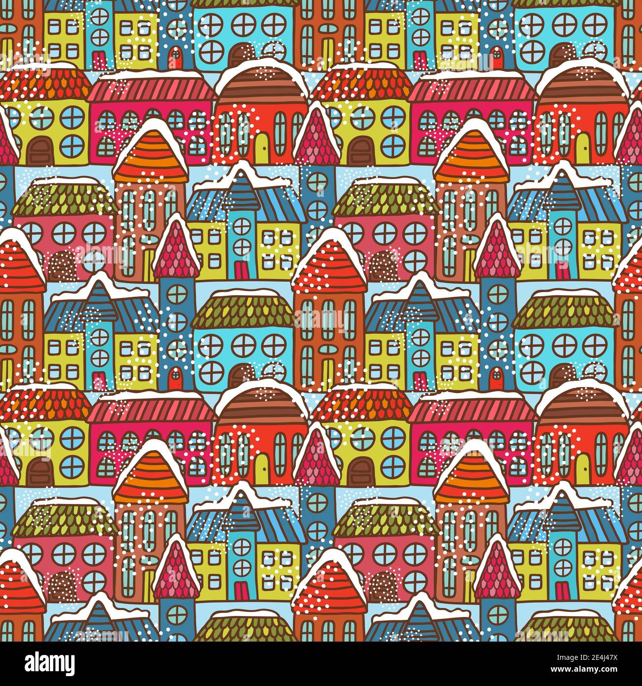 Winter houses seamless pattern vector illustration Stock Vector Image ...