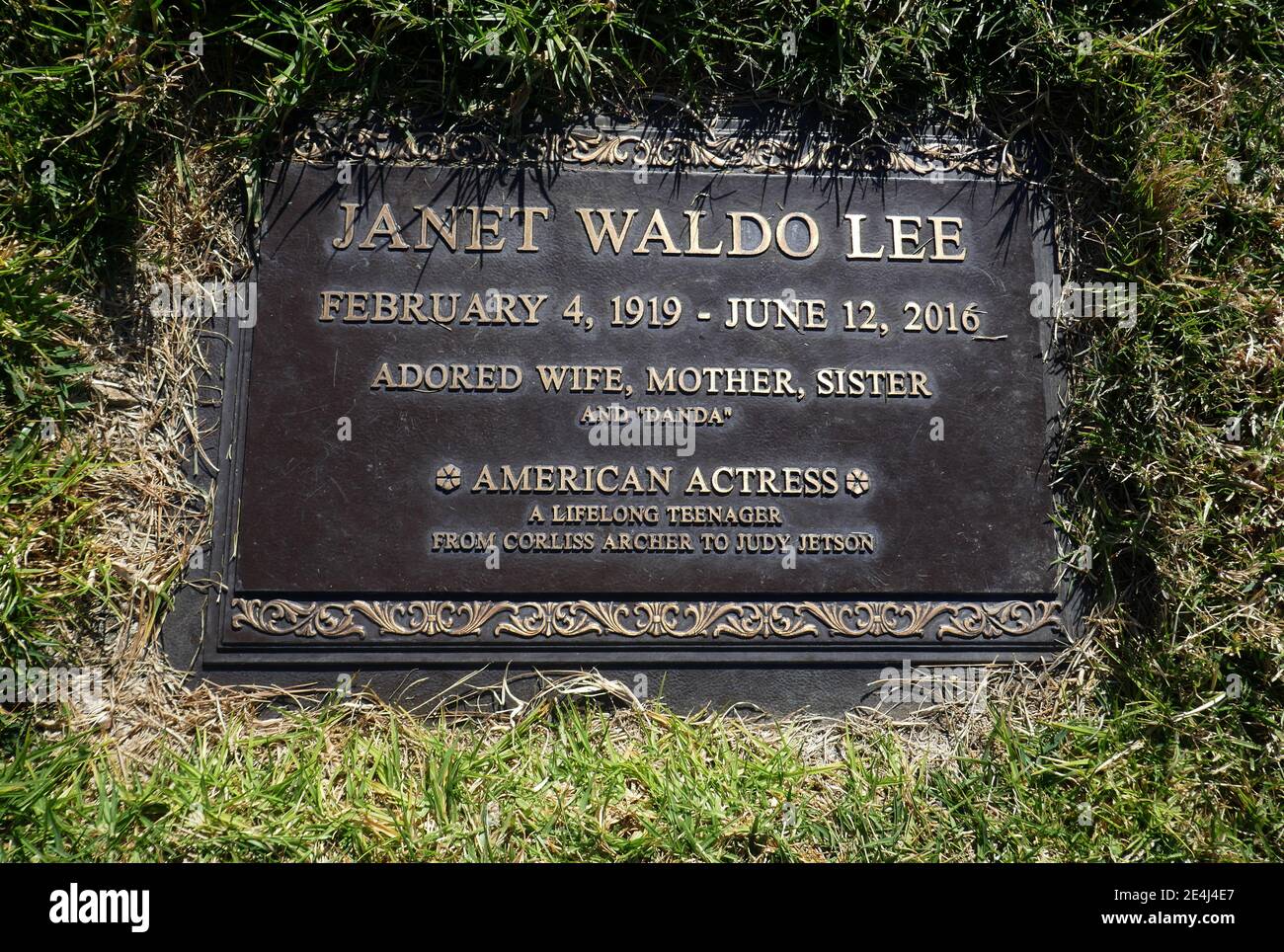 Los Angeles, California, USA 21st January 2021 A general view of atmosphere of actress Janet Waldo's Grave at Forest Lawn Memorial Park Hollywood Hills on January 21, 2021 in Los Angeles, California, USA. Photo by Barry King/Alamy Stock Photo Stock Photo
