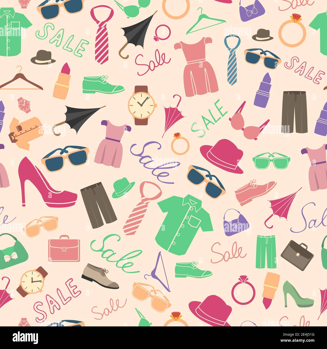 Fashion and clothes accessories seamless pattern vector illustration Stock Vector