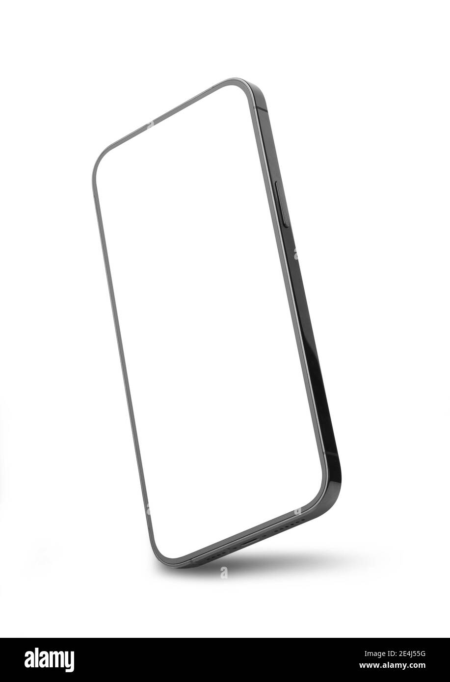 Black mobile smartphone mockup with blank screen isolated on white ...