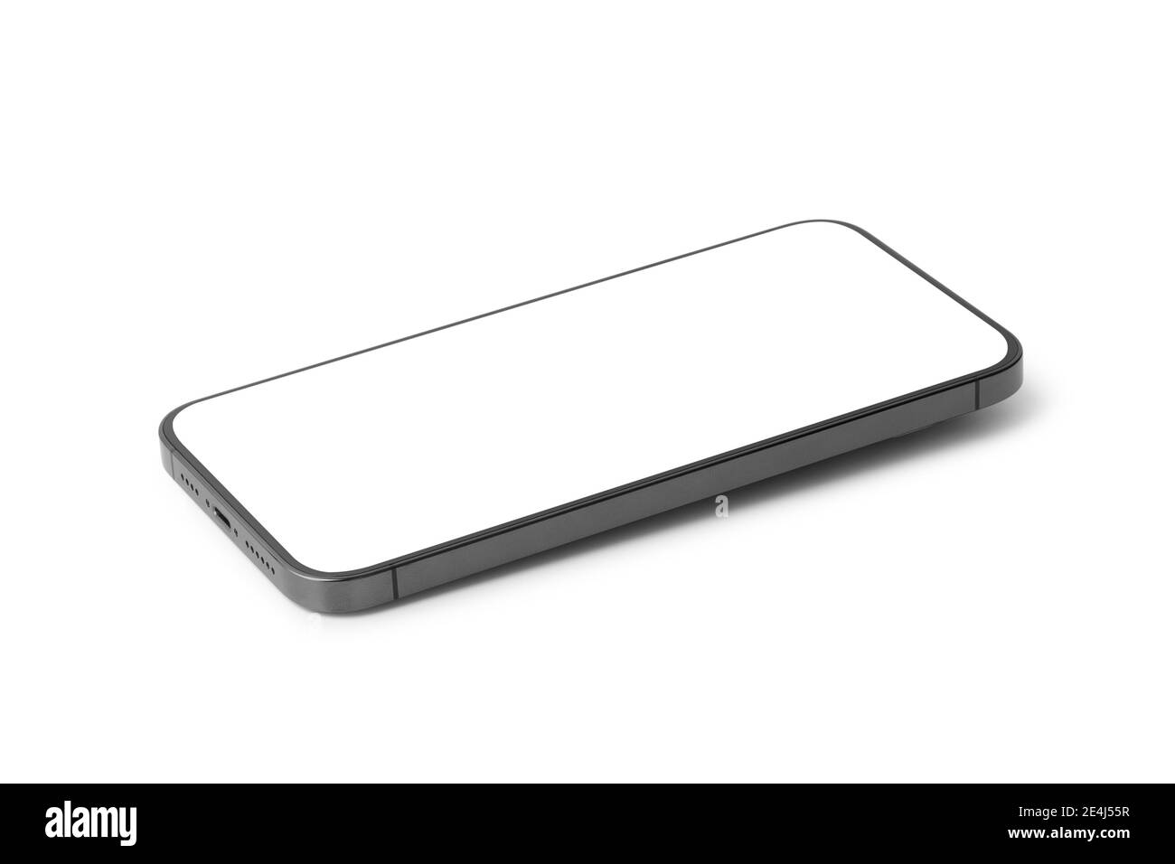 Black mobile smartphone mockup with blank screen isolated on white ...