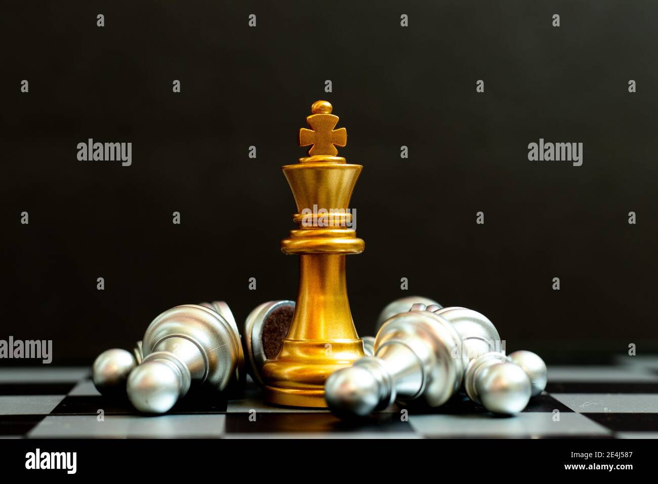 Chess Piecescheckmate Gold King Winner Surrounded With Silver