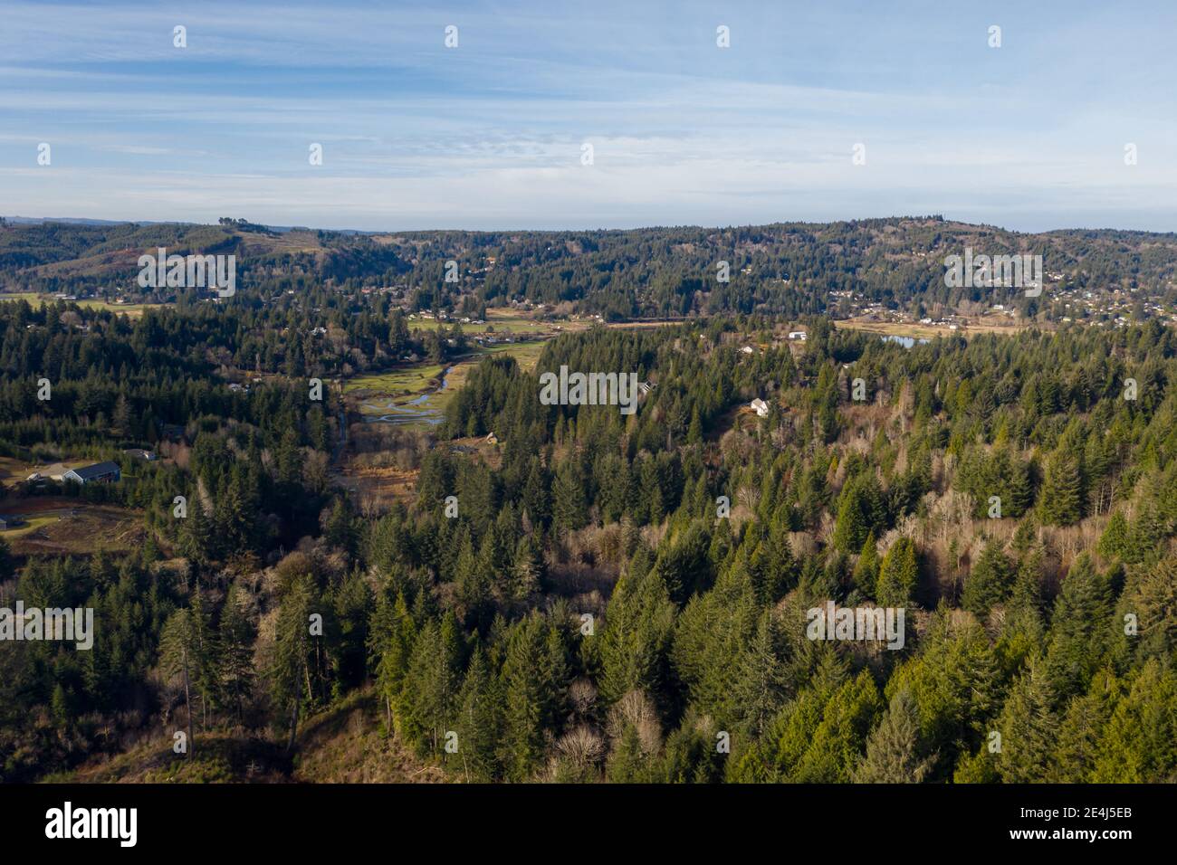 Aerial of forest around Coos Bay, Oregon Stock Photo Alamy