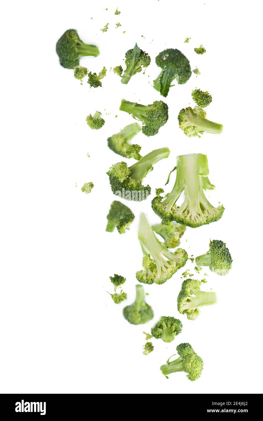 Broccoli pattern isolated on a white background. Various multiple parts