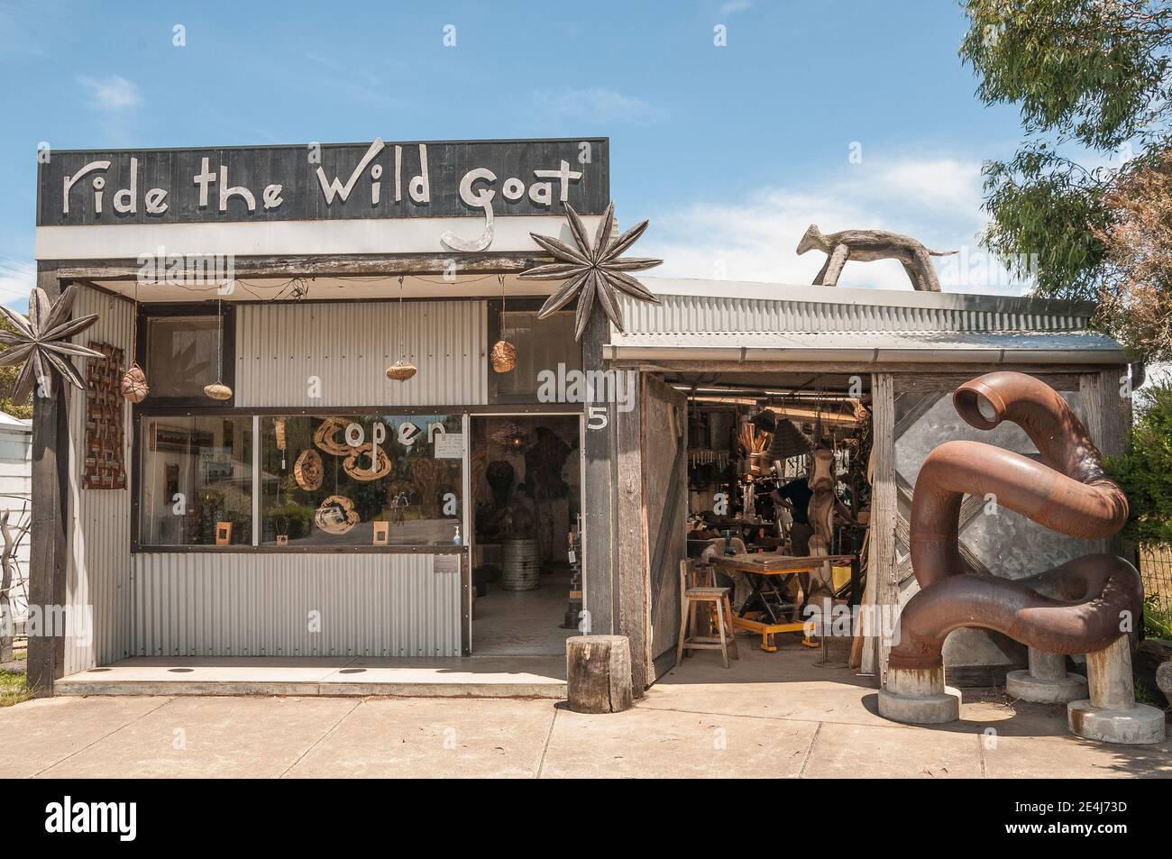 Ride the Wild Goat gallery and store at Fish Creek, South Gippsland, Victoria, Australia Stock Photo