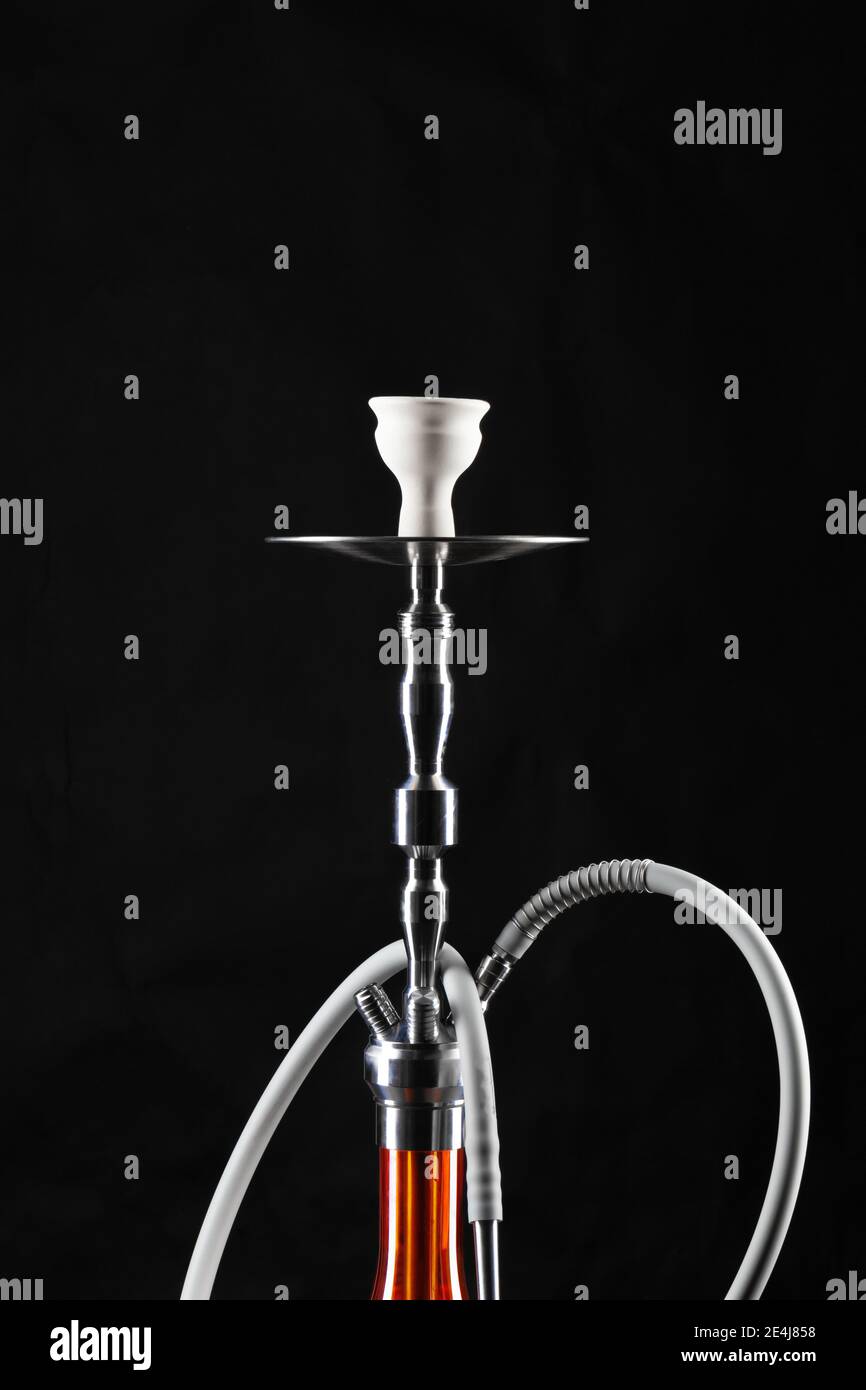 New hookah isolated on black background, copy space Stock Photo