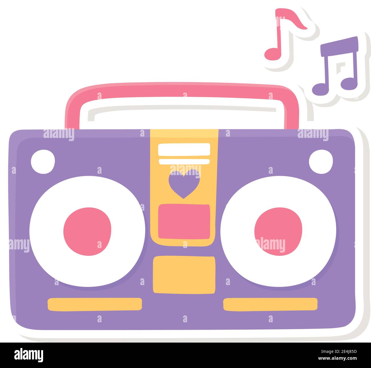 retro stereo radio cassette recorder decoration cartoon style sticker