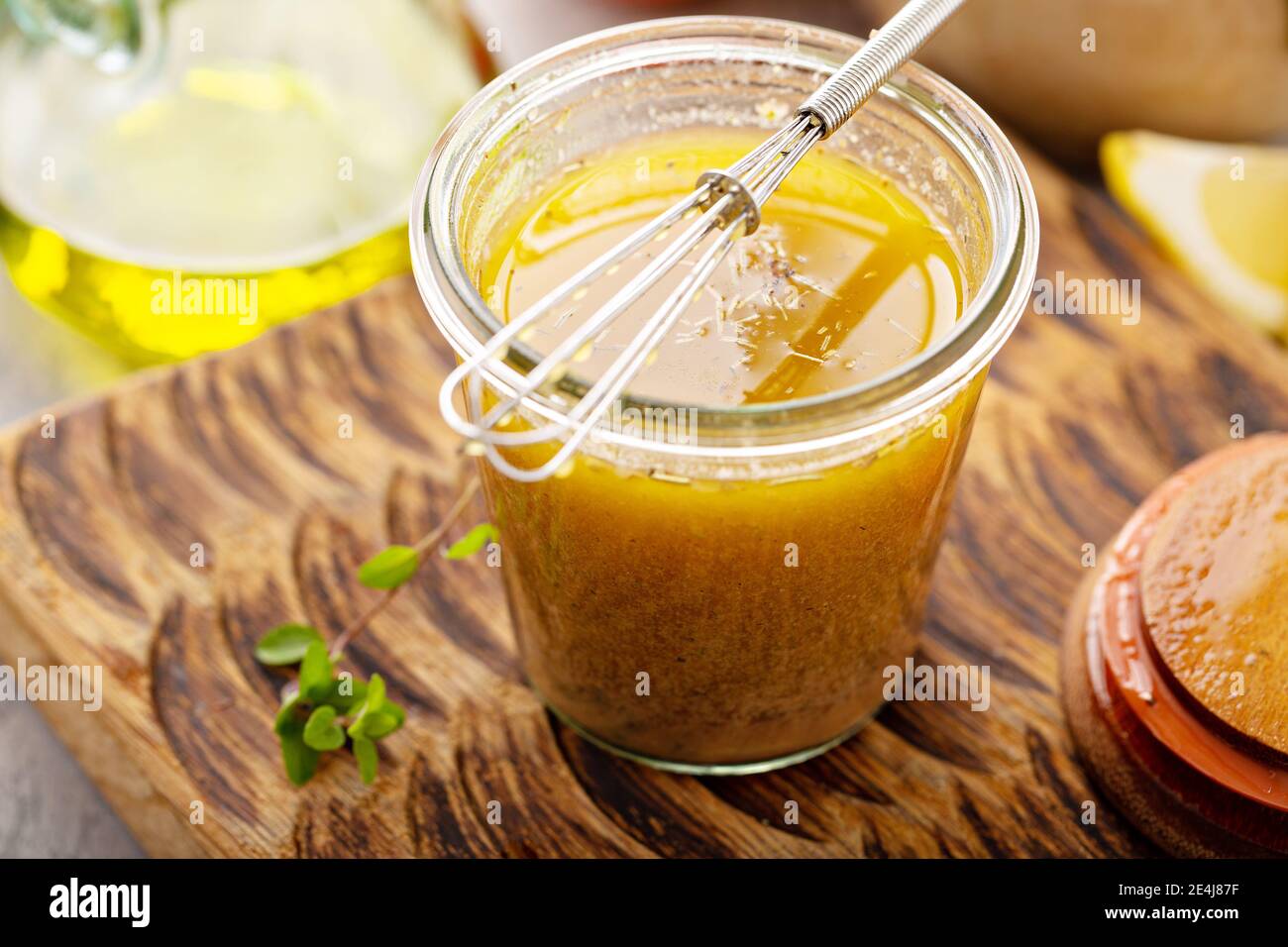 Homemade greek salad dressing or marinade Stock Photo Alamy