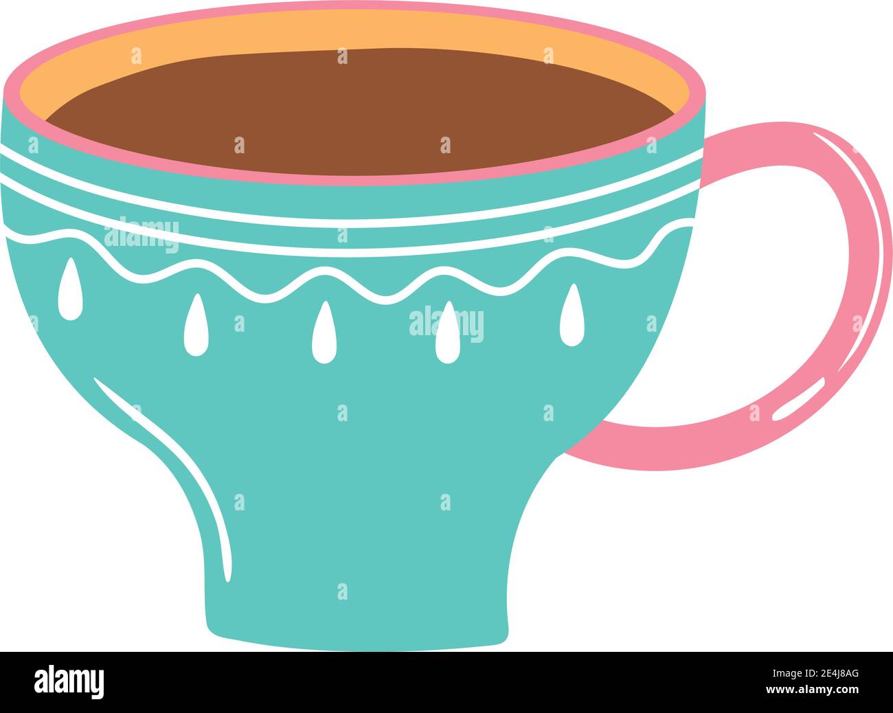 tea and coffee cup fresh beverage icon over white background vector ...