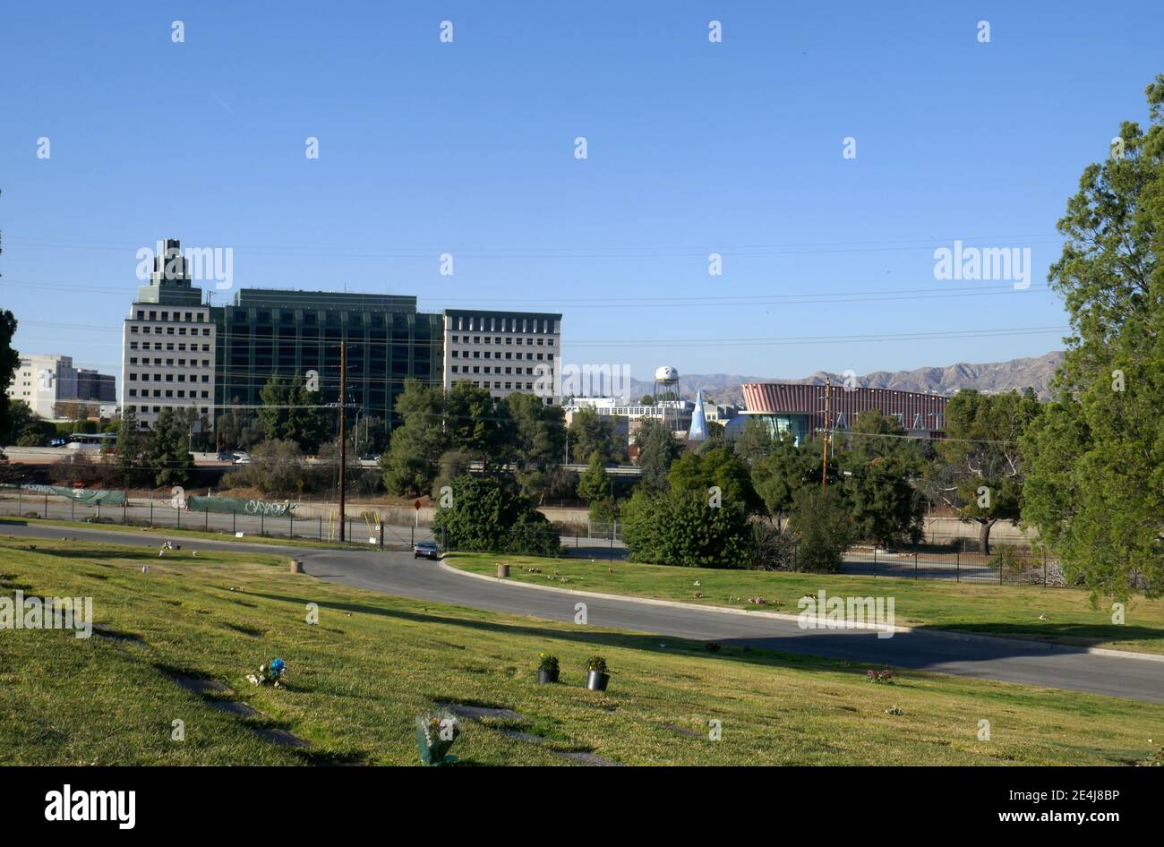 Los Angeles, California, USA 21st January 2021 A general view of atmosphere of Disney Animation Studios view from animator Tex Avery's Grave at Forest Lawn Memorial Park Hollywood Hills on January 21, 2021 in Los Angeles, California, USA. Photo by Barry King/Alamy Stock Photo Stock Photo