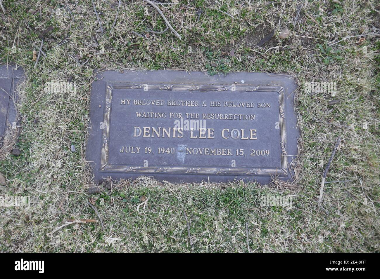 Los Angeles, California, USA 21st January 2021 A general view of atmosphere of actor Dennis Cole's Grave at Forest Lawn Memorial Park Hollywood Hills on January 21, 2021 in Los Angeles, California, USA. Photo by Barry King/Alamy Stock Photo Stock Photo