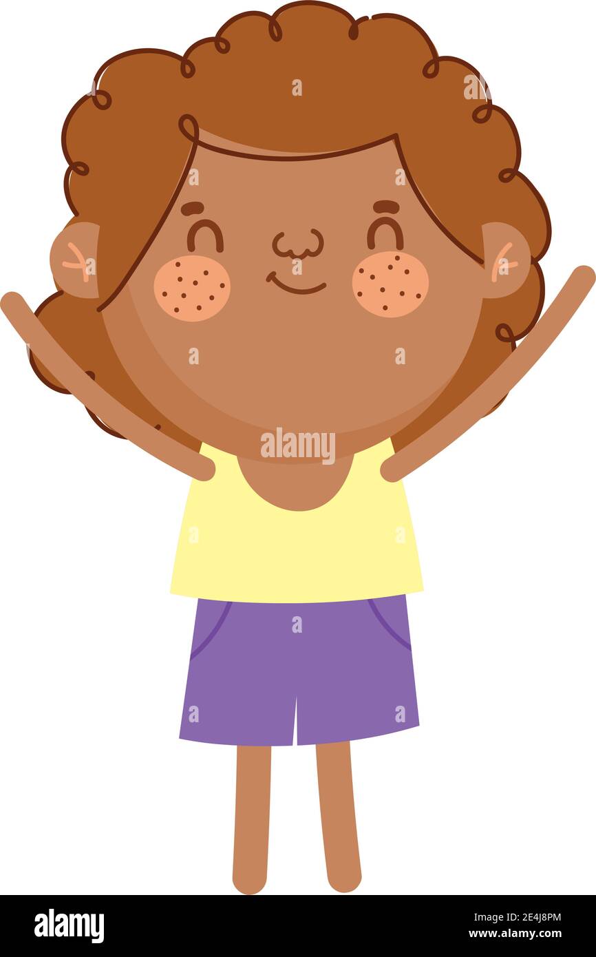 cheerful boy cartoon character standing on white background vector ...