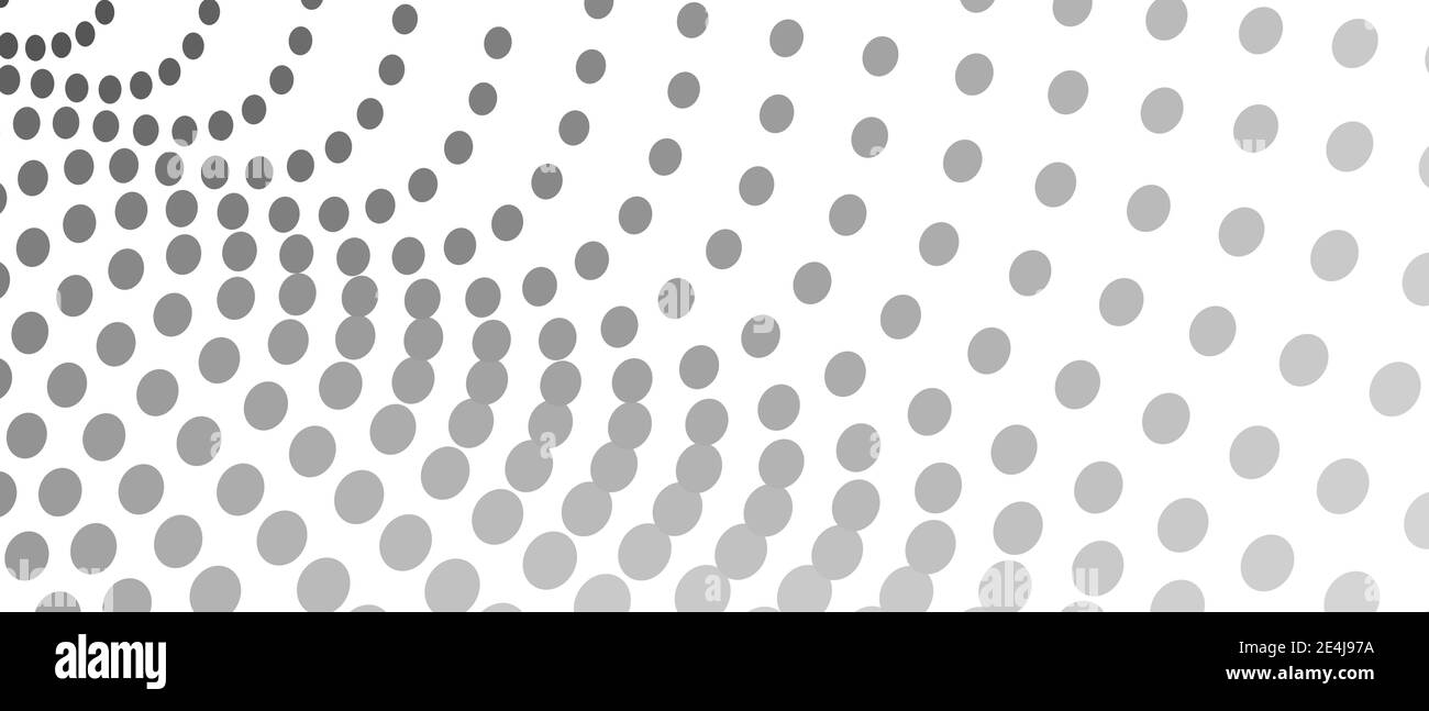 Black, gray dots on a white background. Halftone pattern. Monochrome spotted squiggly curves. Technology design. Vector abstract diagonal lines. EPS10 Stock Vector