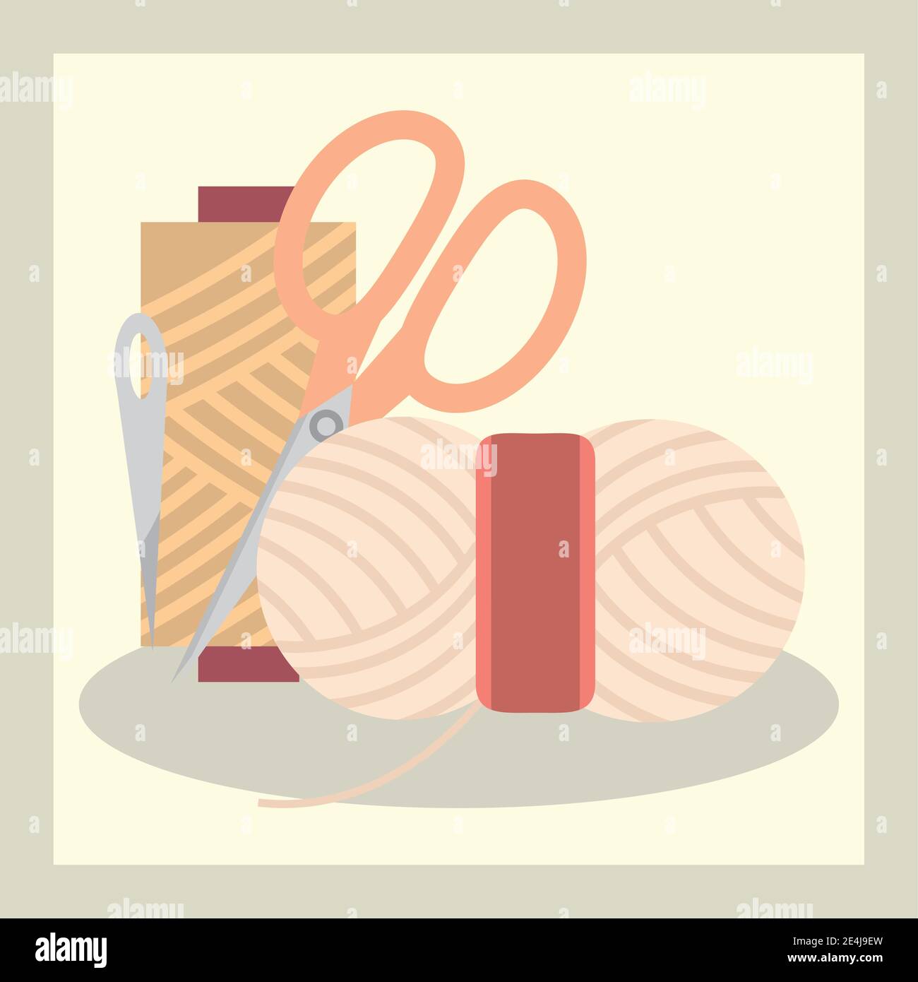 thread yarn and scissor design, Embroidery weaving and sewing theme