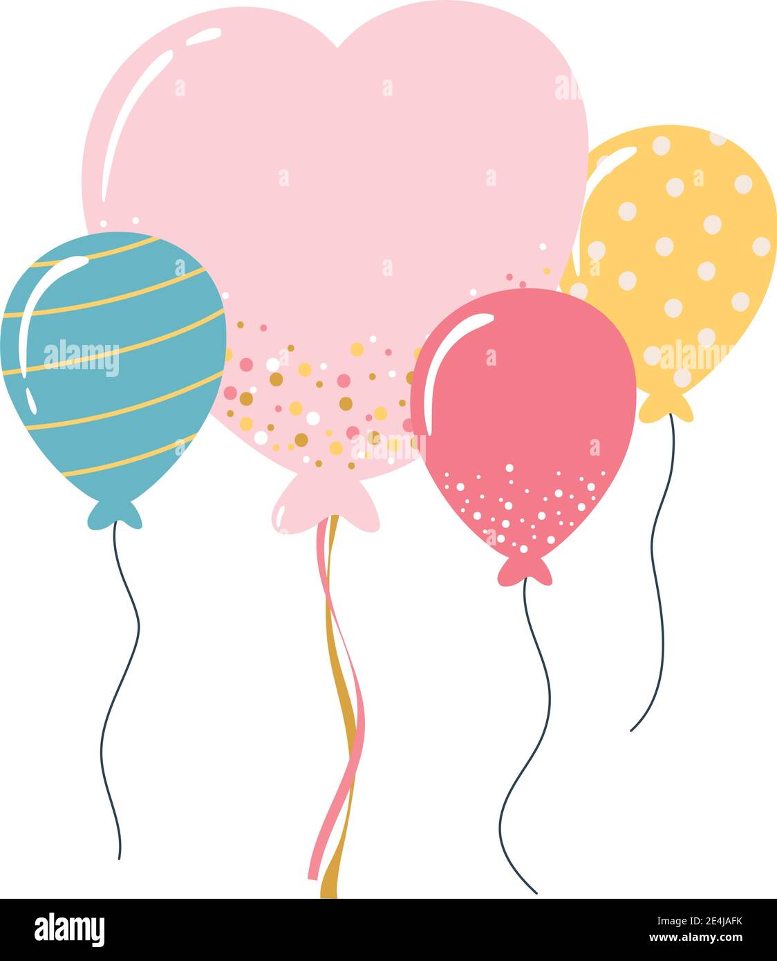 happy birthday balloons decoration celebration party cartoon vector ...