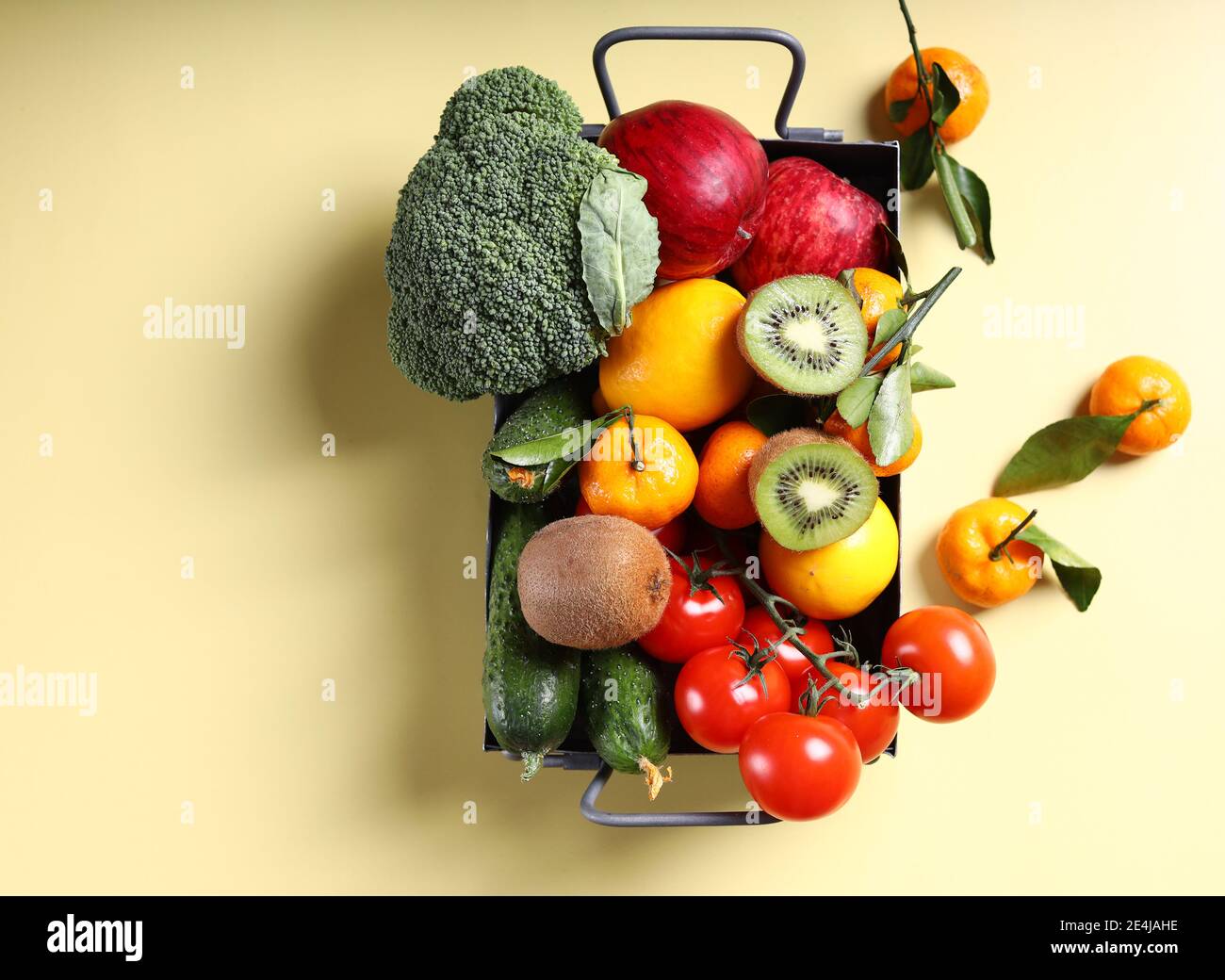 fresh organic fruits and vegetables in a box Stock Photo - Alamy