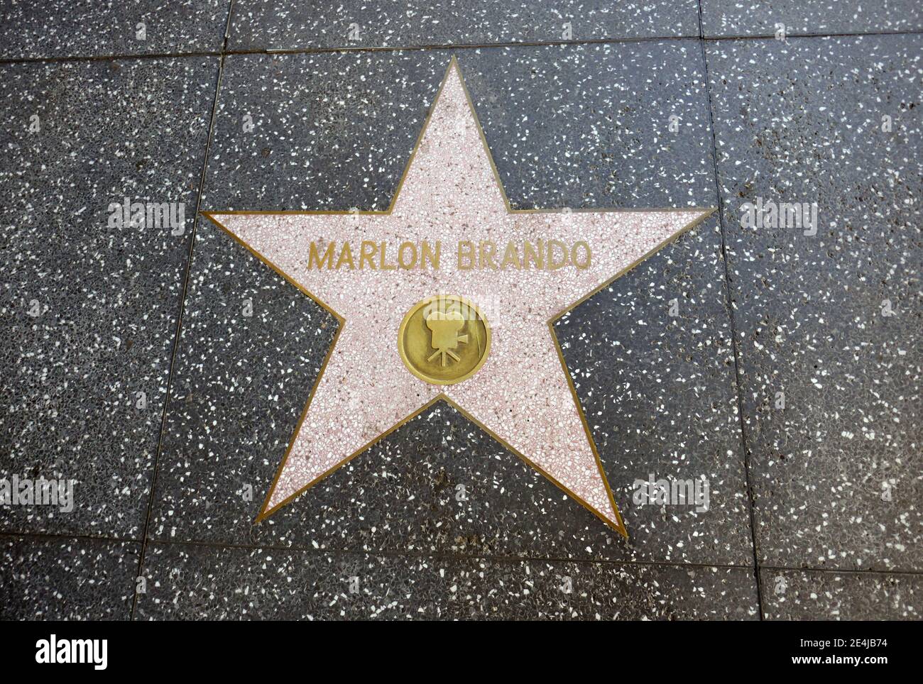 Los Angeles, California, USA 18th January 2021 A general view of atmosphere of actor Marlon Brando Star on Walk of Fame during Coronavirus Covid-19 Pandemic on January 18, 2021 in Los Angeles, California, USA. Photo by Barry King/Alamy Stock Photo Stock Photo