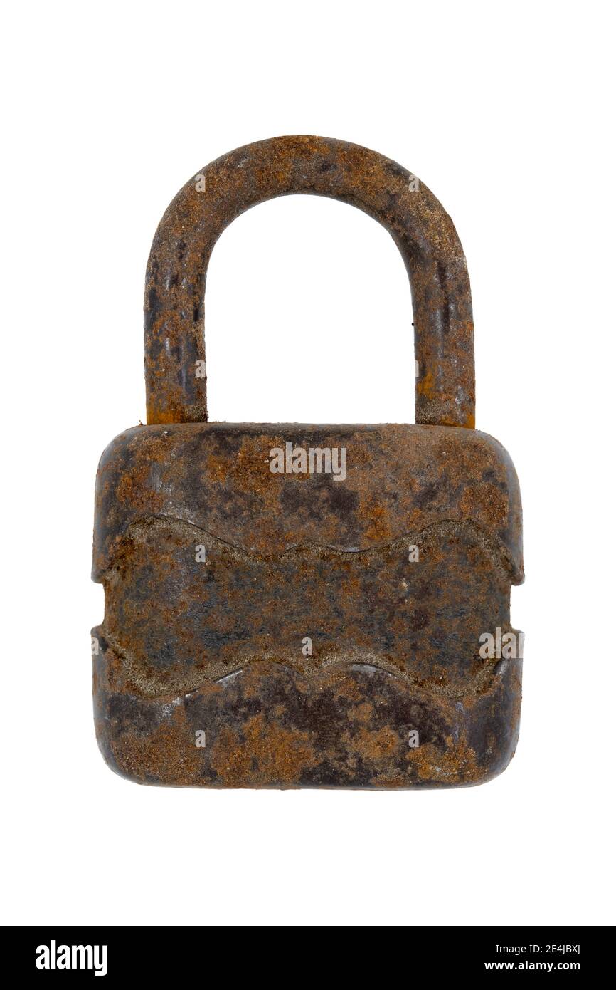 Padlock old isolated on a white background Stock Photo - Alamy