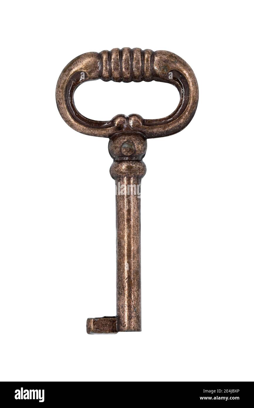 Old vintage metal key isolated on white background Stock Photo Alamy