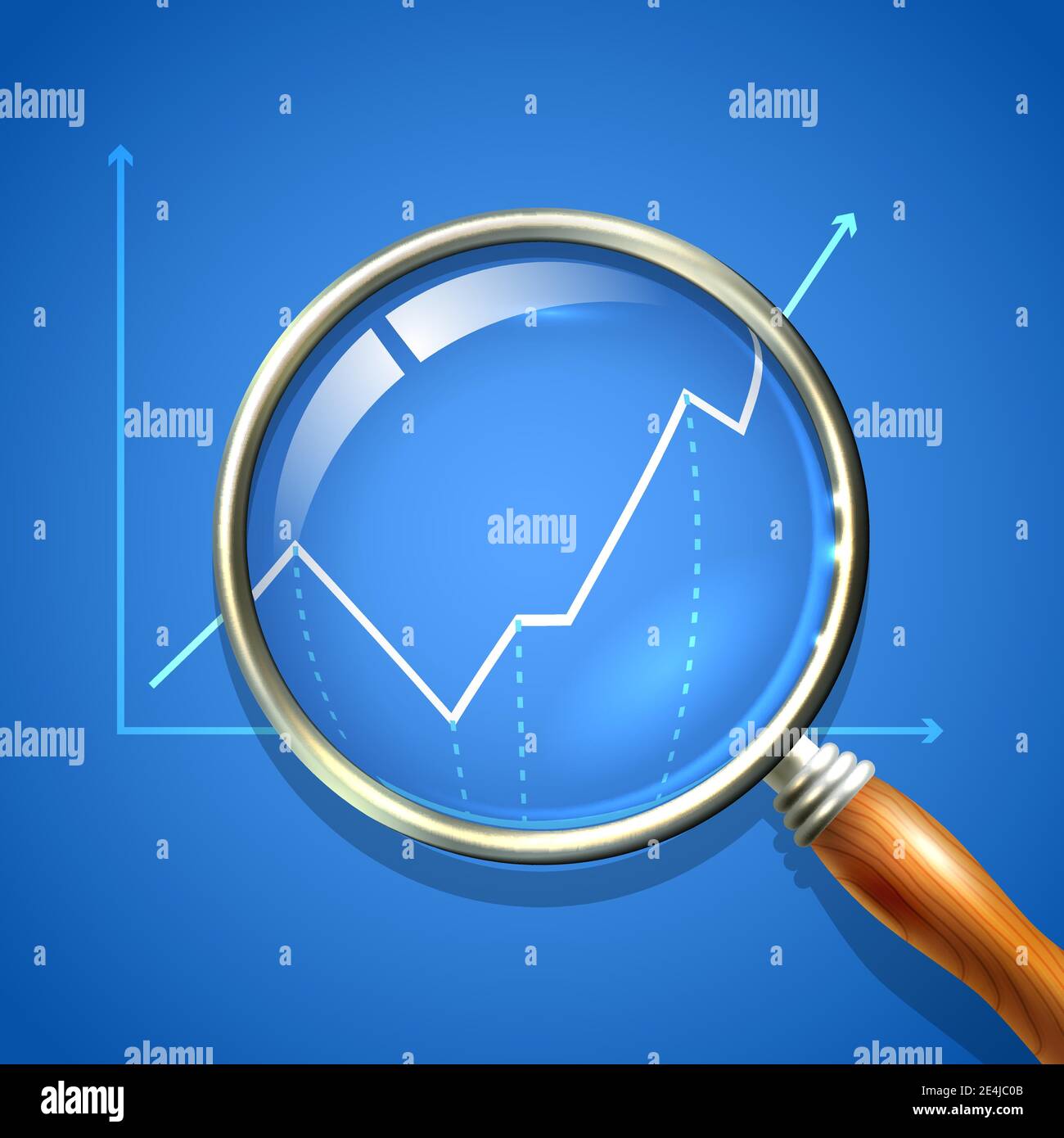 Magnifier And Chart Analysing Business Finance Diagnostics Data Search Concept Vector 8401