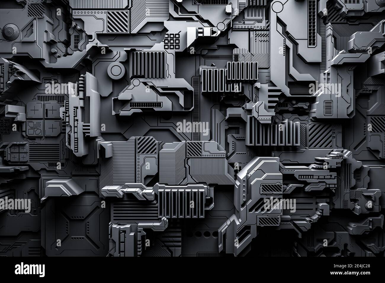 3d illustration of a realistic model of a robot or black cyber armor.  Close-up equipment for mining crypto-bitcoin; ether. Video cards;  motherboards Stock Photo - Alamy