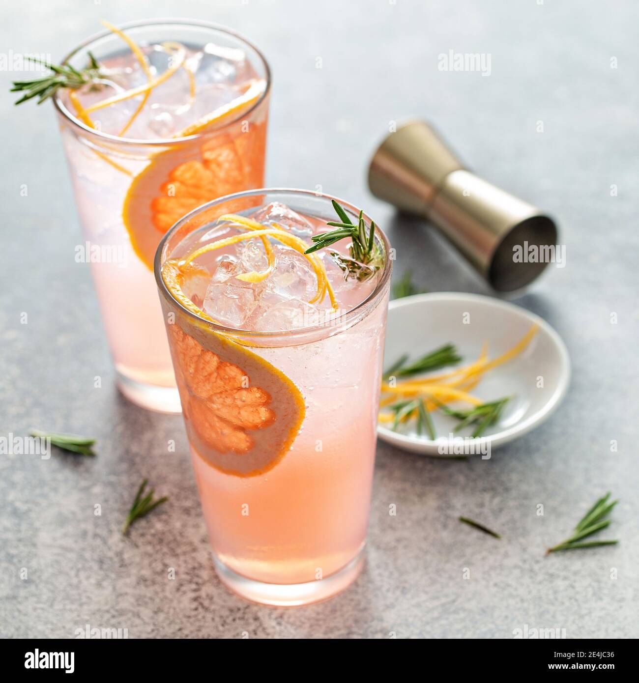 Cold and refreshing summer grapefruit cocktail Stock Photo