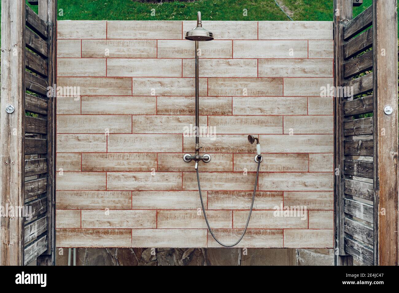 Outdoor rain shower in resort hotel close up Stock Photo Alamy