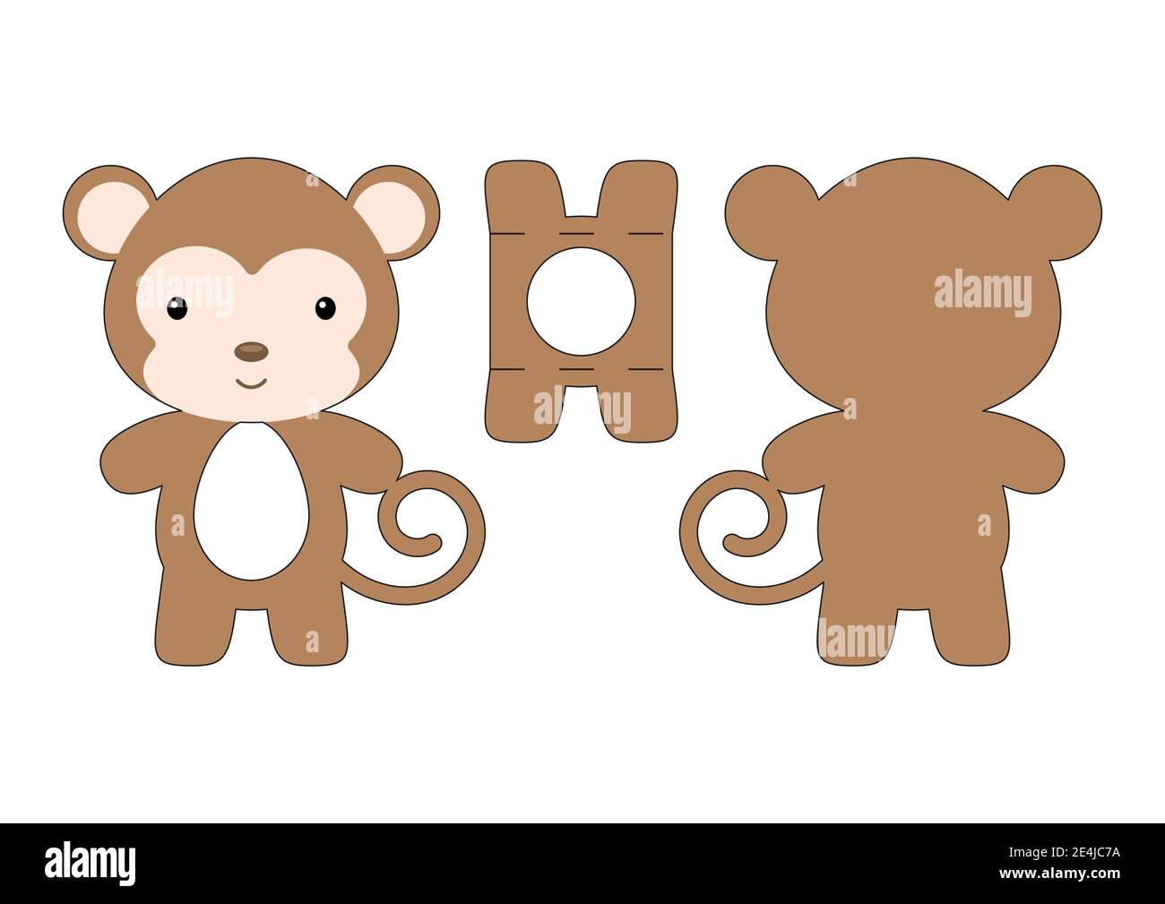 Cute die cut monkey chocolate egg holder template. Retail paper box for ...